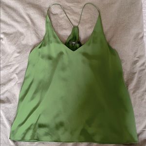 Tibi Green Silk Racerback Cami